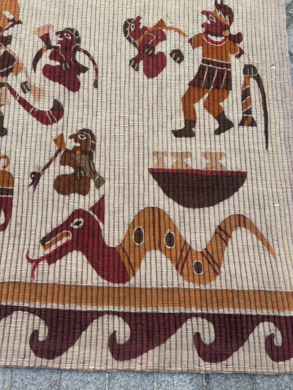 Belle tapisserie tribale péruvienne d'époque art déco