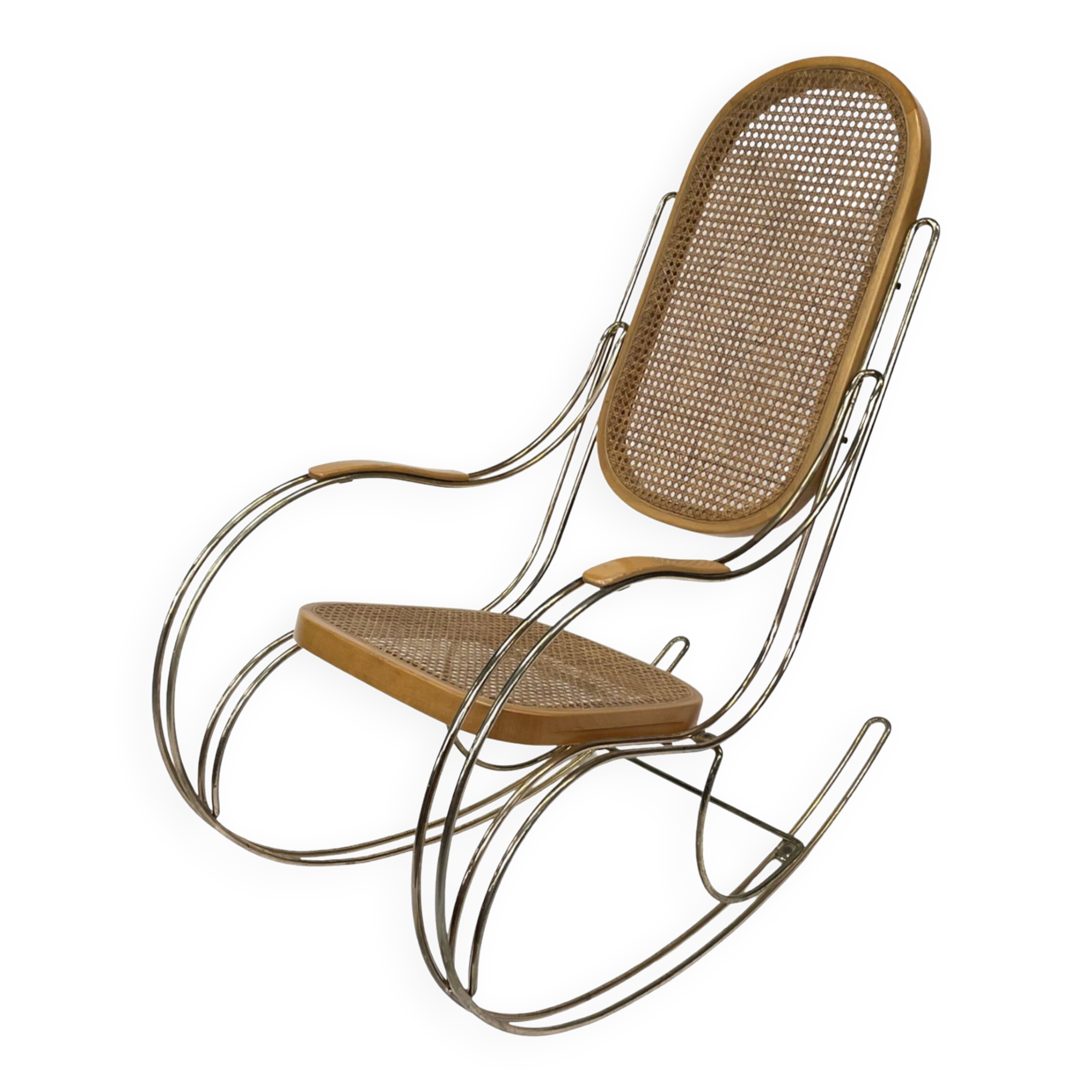 Vintage rocking chair brass bentwood design 1970s