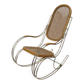 Vintage rocking chair brass bentwood design 1970s