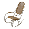 Rocking chair vintage en laiton et bois courbé 1970