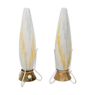 Pair of mid century rocket table lamps, 1950´s, Czechoslovakia