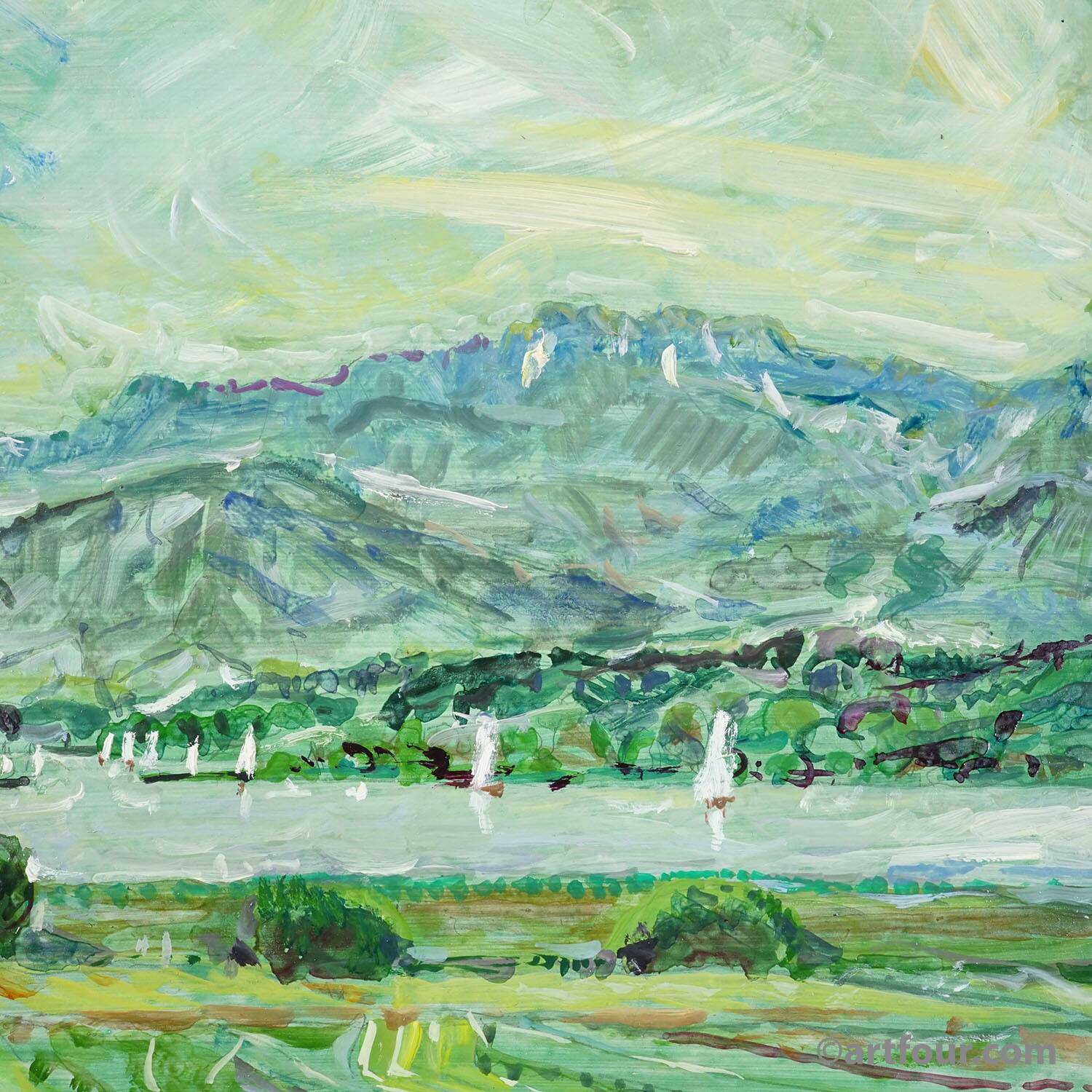 Alexander Michael - oil painting Chiemsee near Hochstaedt, 1994