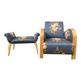 Fauteuil Art déco et son repose-pieds