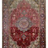 Handmade oriental red blue wool rug - 264x355cm