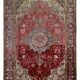 Handmade oriental red blue wool rug - 264x355cm