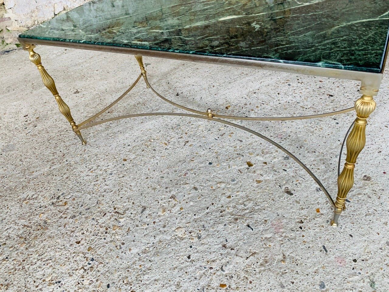 Coffee table in green marble and brass circa 50/60