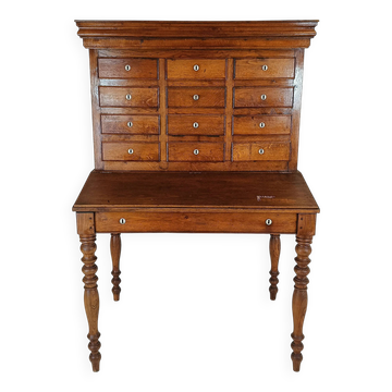 Magnifique bureau de notaire ancien, unique en son genre, avec cloche de coffre-fort fonctionnelle