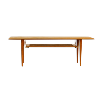 Table basse en teck et cannage par Peter Hvidt & Orla Mølgaard Nielsen