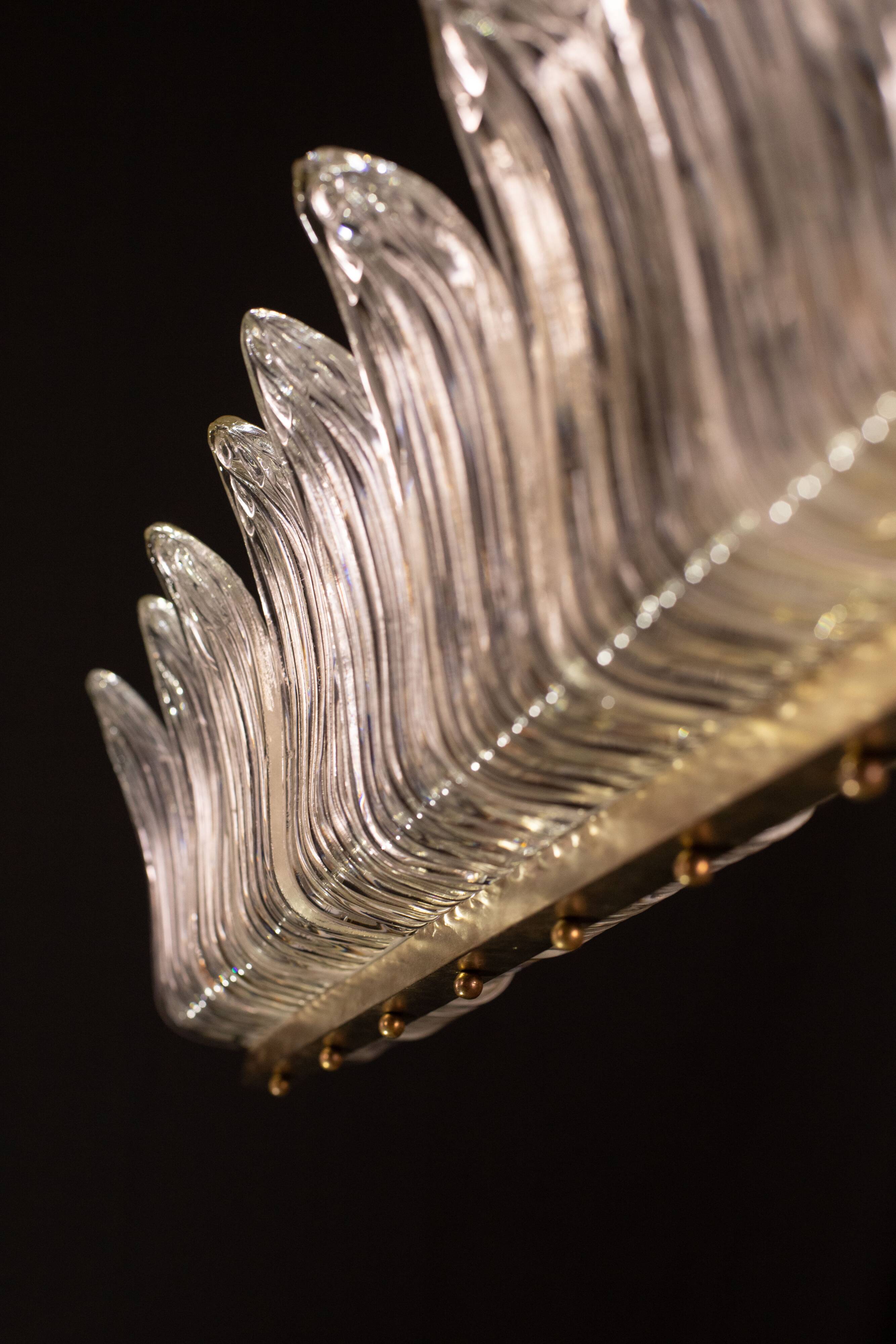 Luxury Large Size Art Decò Chandelier By Barovier e Toso, Murano Glass, 1940