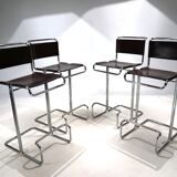 Set of 4 Linea Veam tubular steel bar stools, 1960