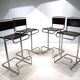 Ensemble de 4 tabourets de bar en acier tubulaire Linea Veam, 1960