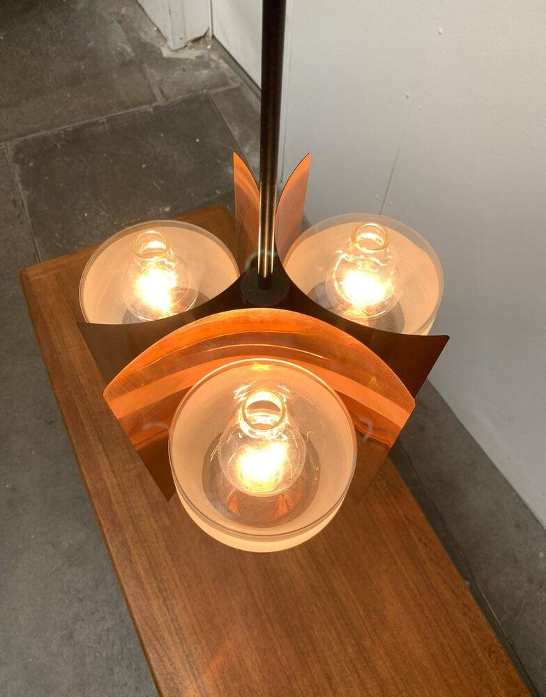 Mid-century German glass and copper pendant lamp by Cosack, 1960s.