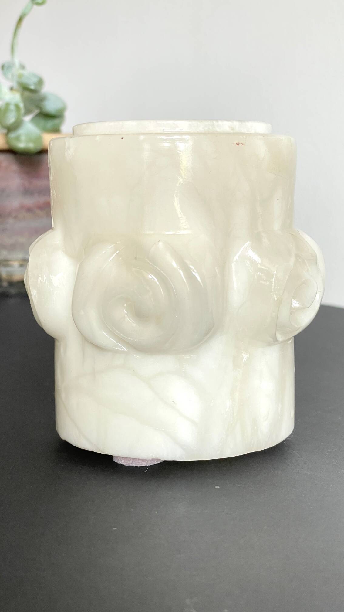 Vintage alabaster stone pencil pot