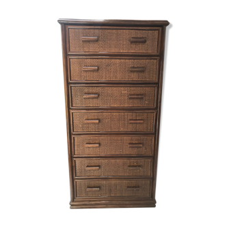 Commode en rotin 7 tiroirs