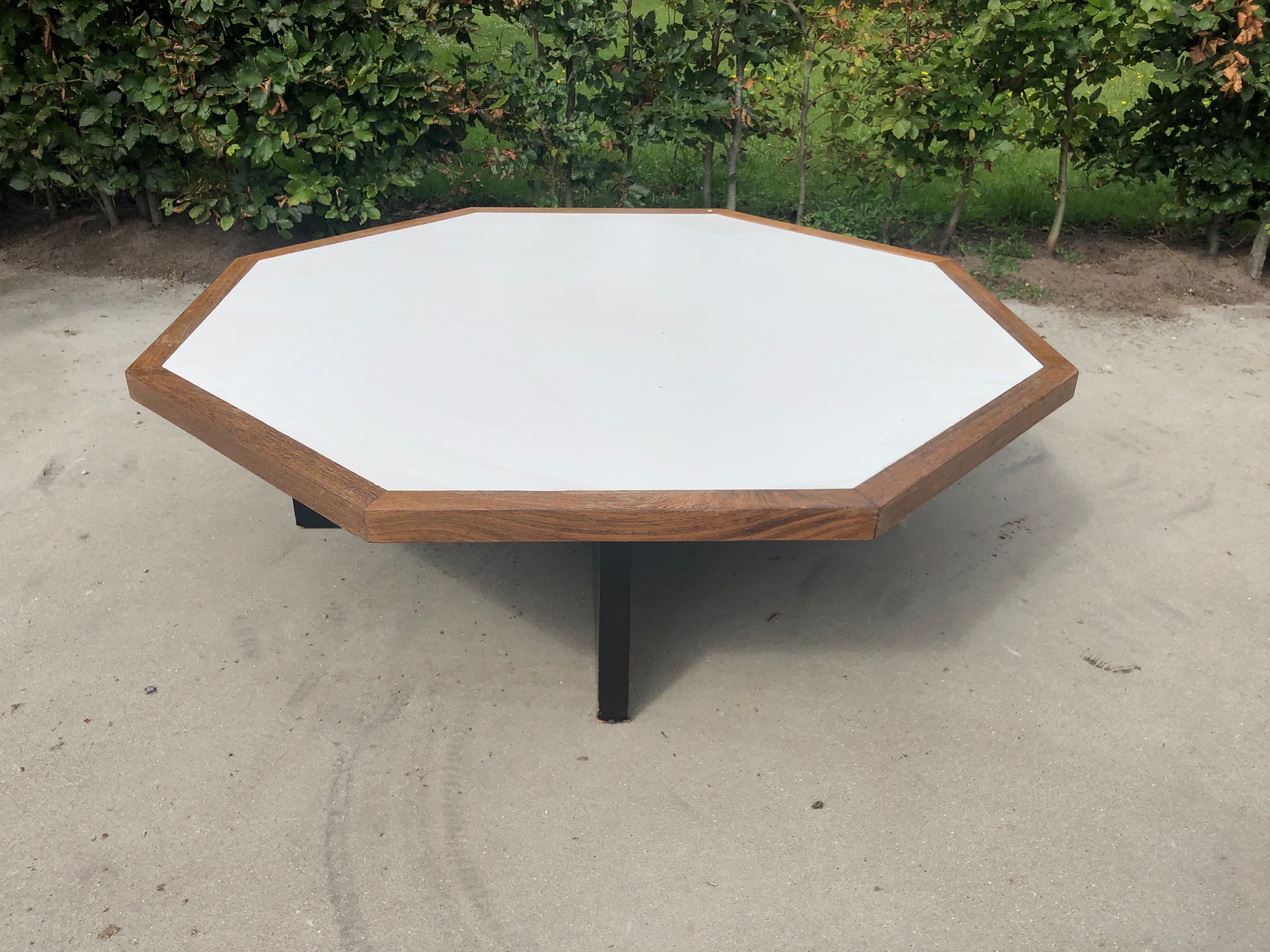 Vintage coffee table wenge hexagon 1960