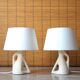 Pair of white ceramic lamps, 50s