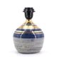 Blue and gold ceramic lamp by Georges Pelletier, raffia lampshade