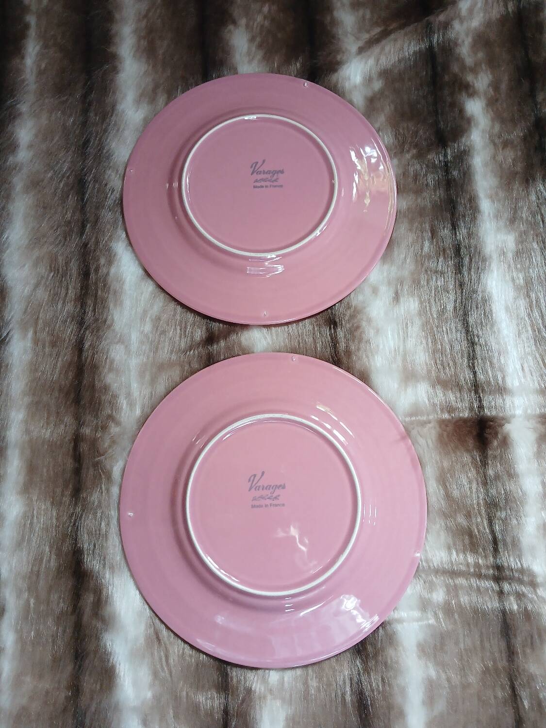 2 assiettes à dessert style barbotine