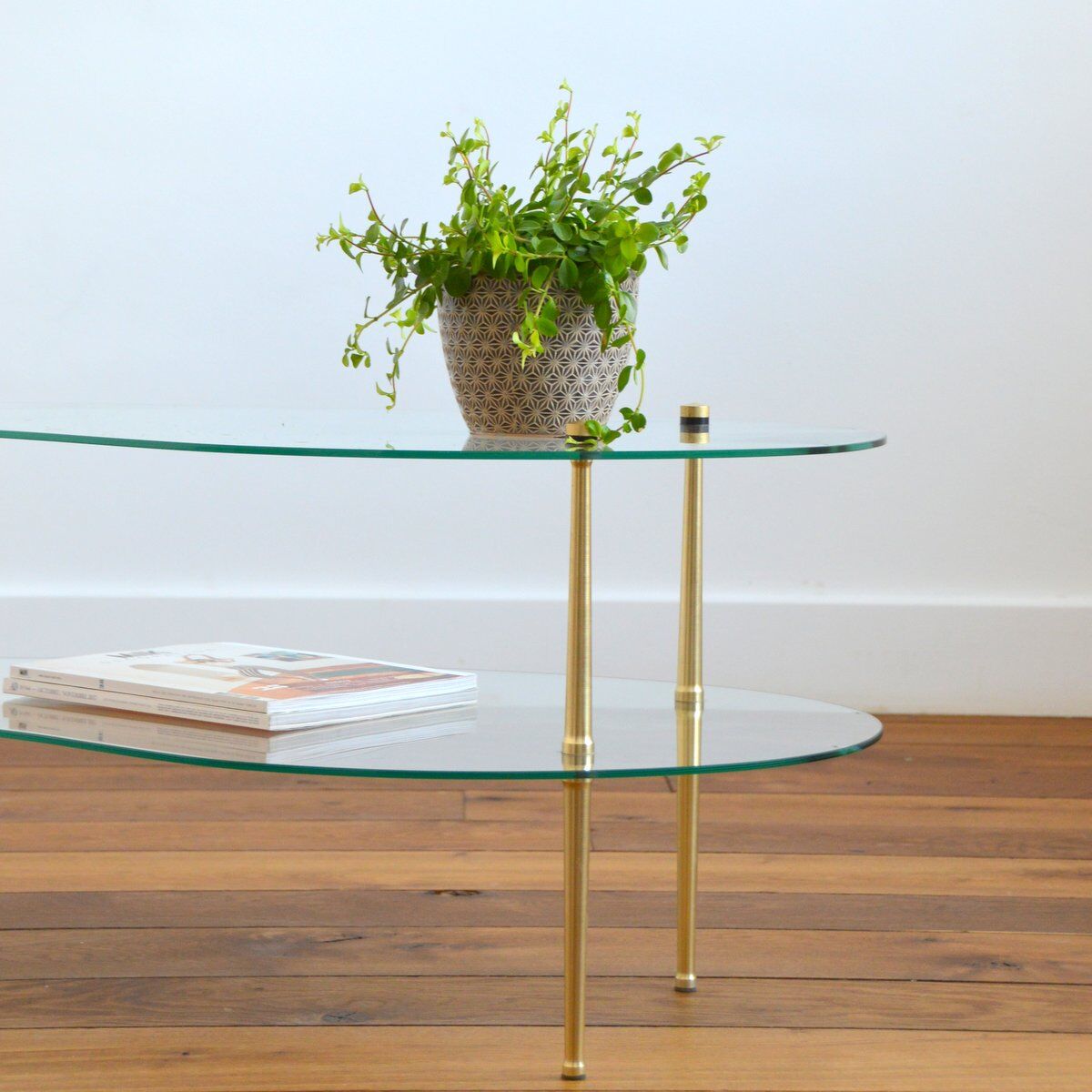 Double tray coffee table shaped vintage bean 1950s