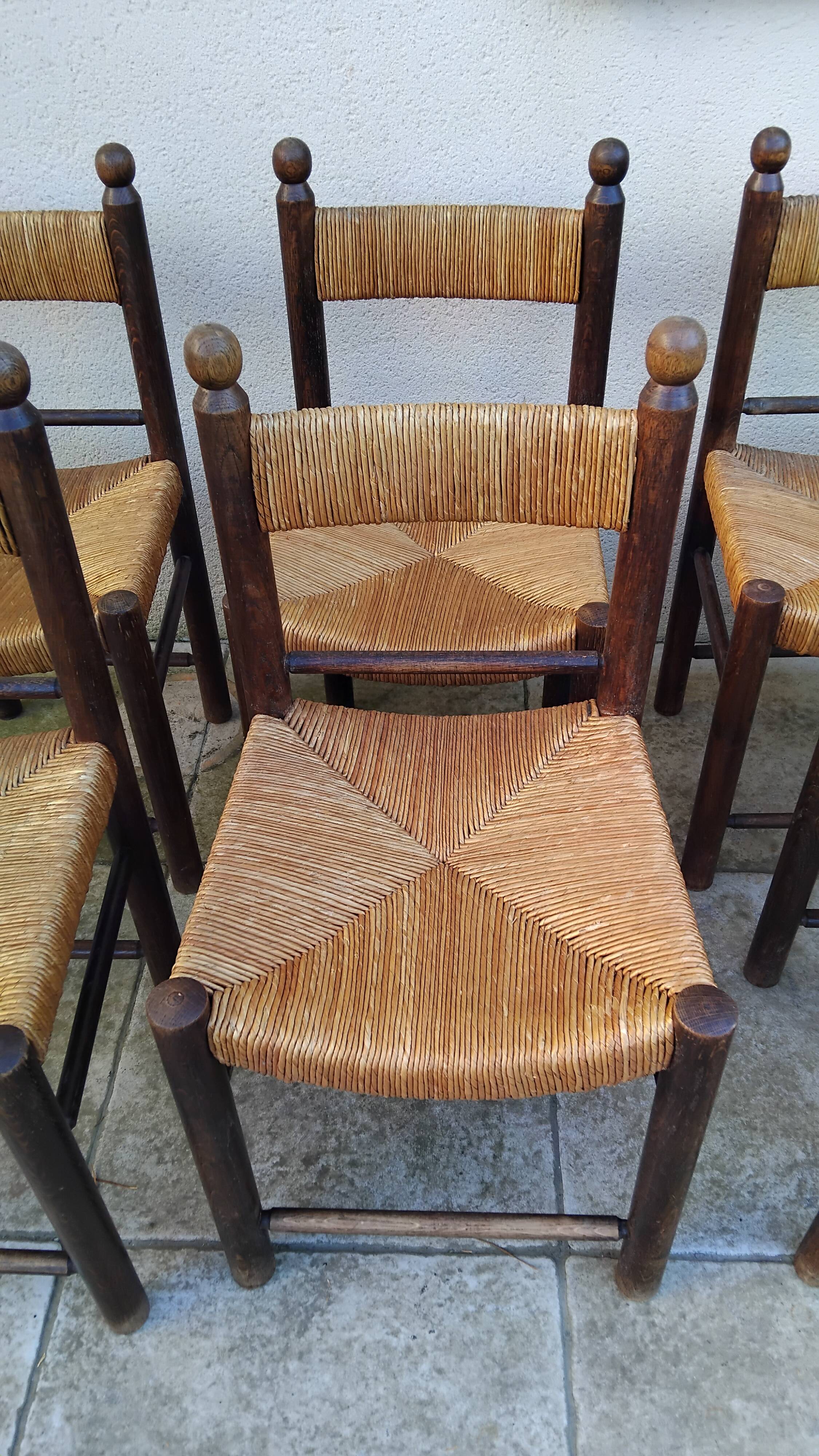 8 vintage straw chairs from the 1950s.