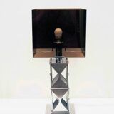 Lamp in smoked plexiglass and satin steel, 1970
