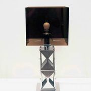 Lampe en plexiglas fumé et acier satiné, 1970