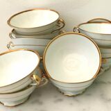 Set of 12 bowls with 2 porcelain handles