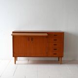 Scandinavian teak sideboard with drawers and hidden desk