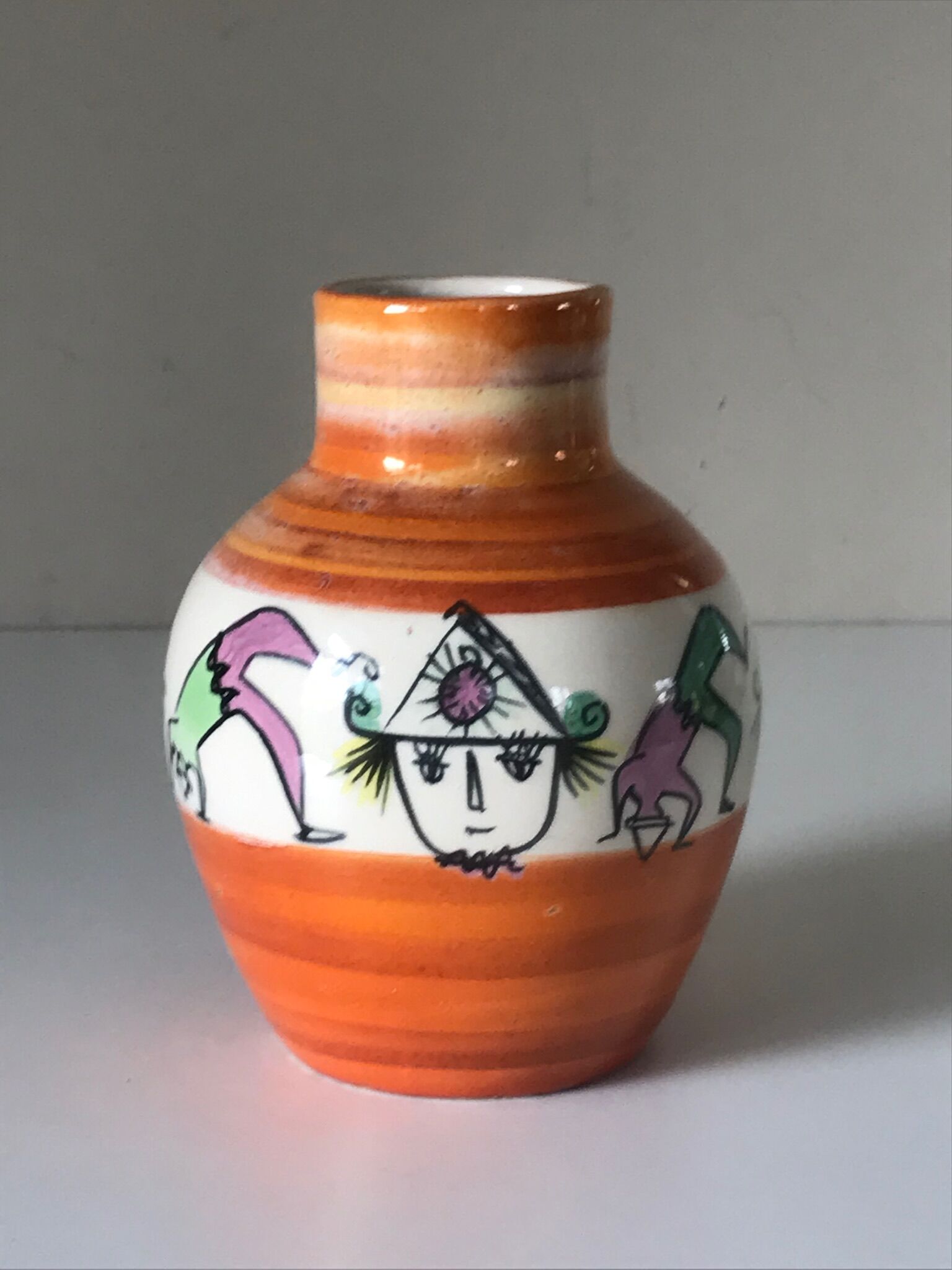 Vase ceramic motifs clowns accolay design 60 years
