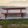 Brutalist bench solid wood 200 cm vintage French 50-60