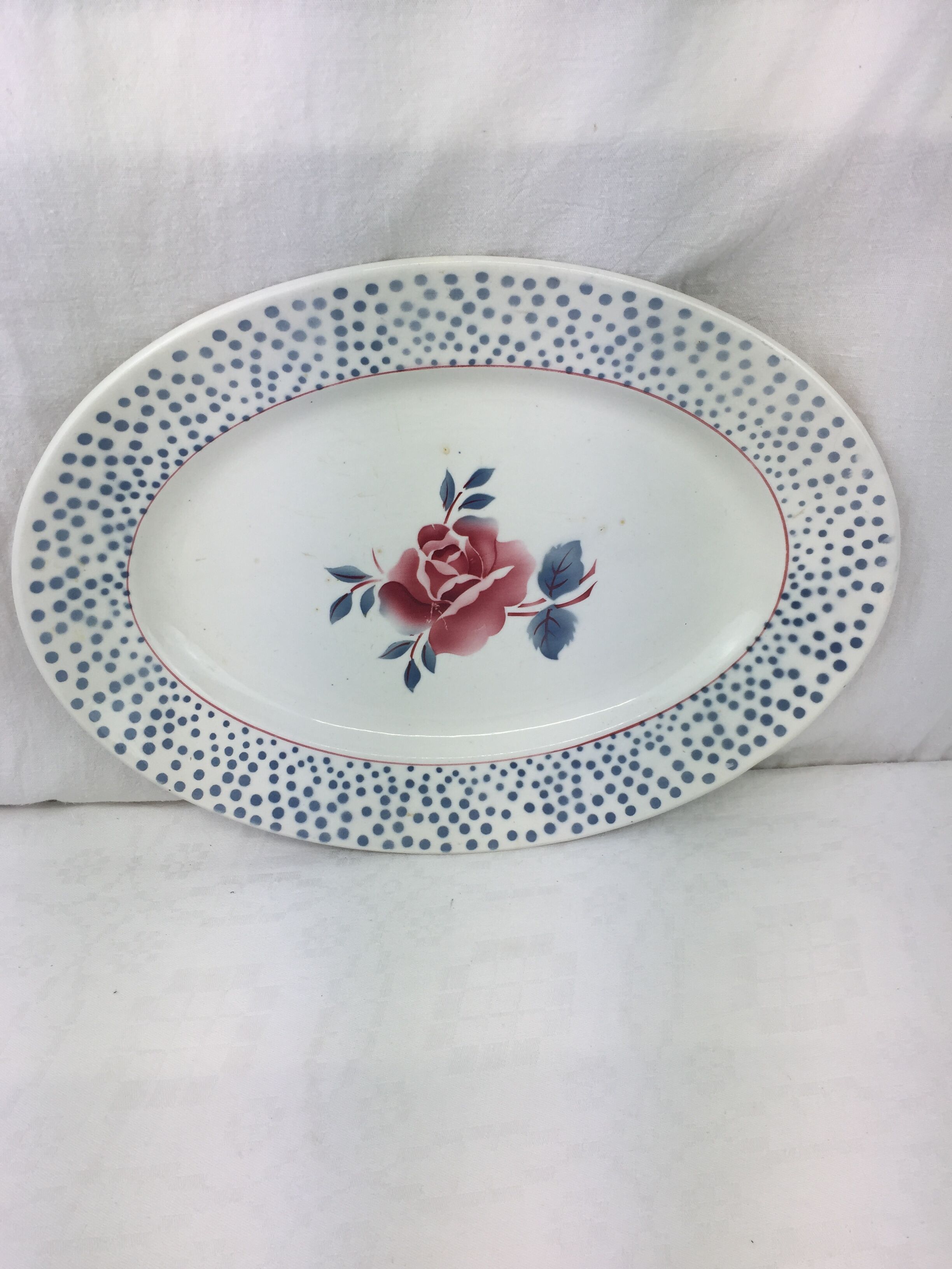Old oval shaped dish made in france Digoin Sarreguemines model *rené*