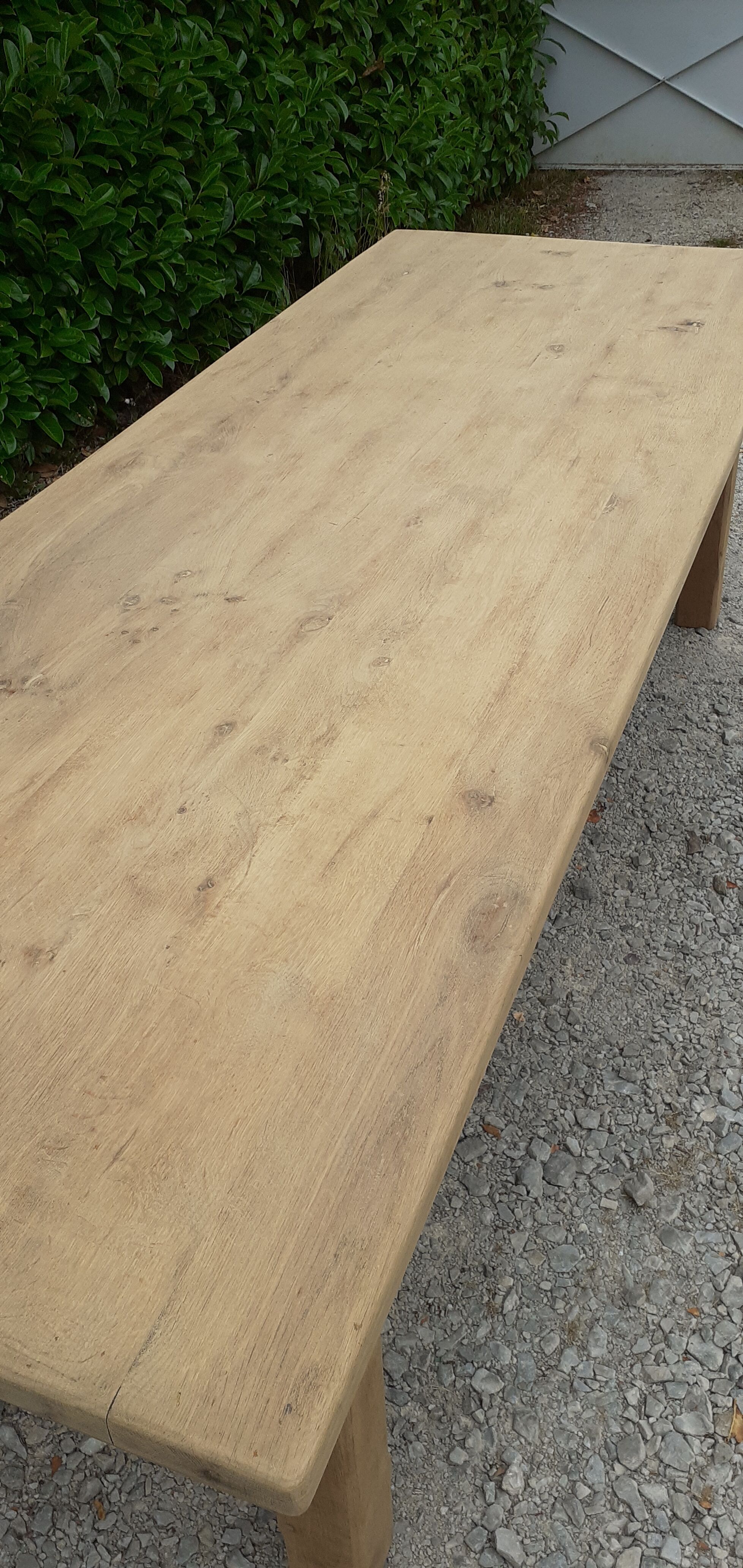 Farm table in solid oak raw wood