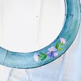 Miroir XIX ème cadre peint oval verre biseauté