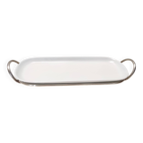 Assiette de service postmoderne en métal plaqué et céramique Sabattini Sheffield, Italie