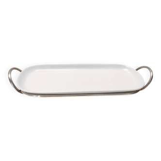 Assiette de service postmoderne en métal plaqué et céramique Sabattini Sheffield, Italie