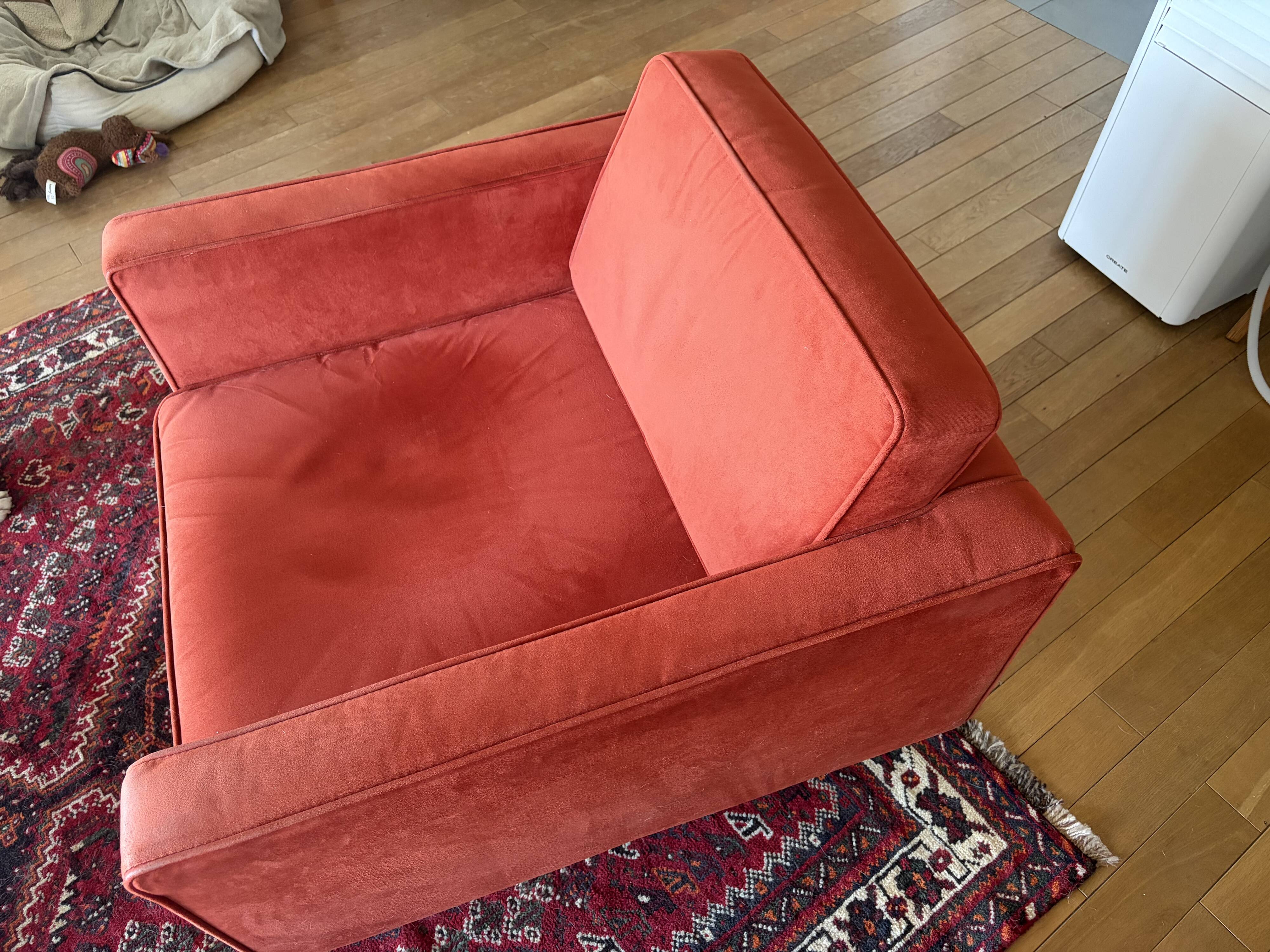 Wind armchair in caramel/brown velvet