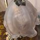 Art Nouveau bronze petal lamp with molded glass 28x34