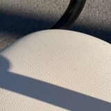 Pair of 1980s high chairs in leather and metal