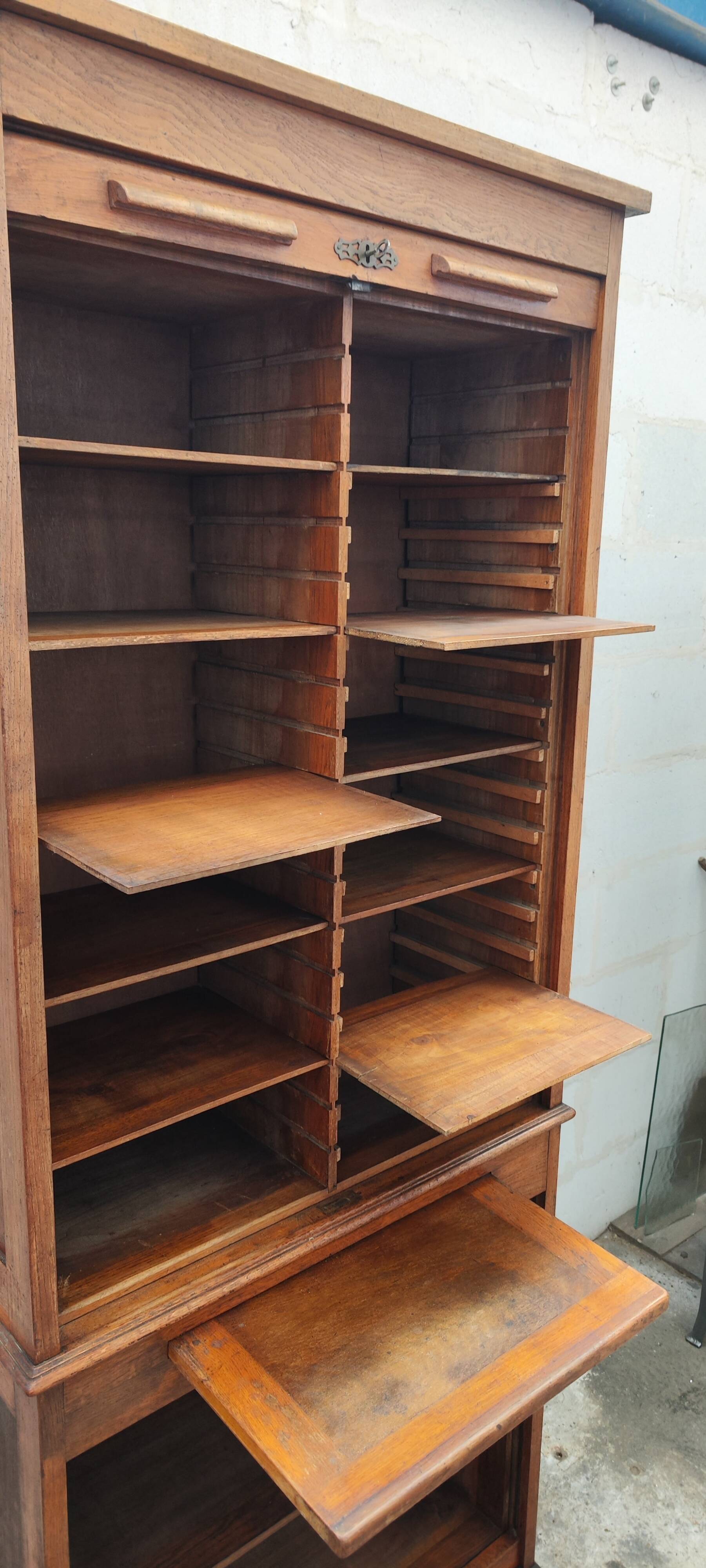 Old oak curtain filing cabinet