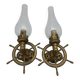 Brass wall sconces with nautical decor