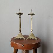 Pair of brass candlesticks, country bohemian Scandinavian style