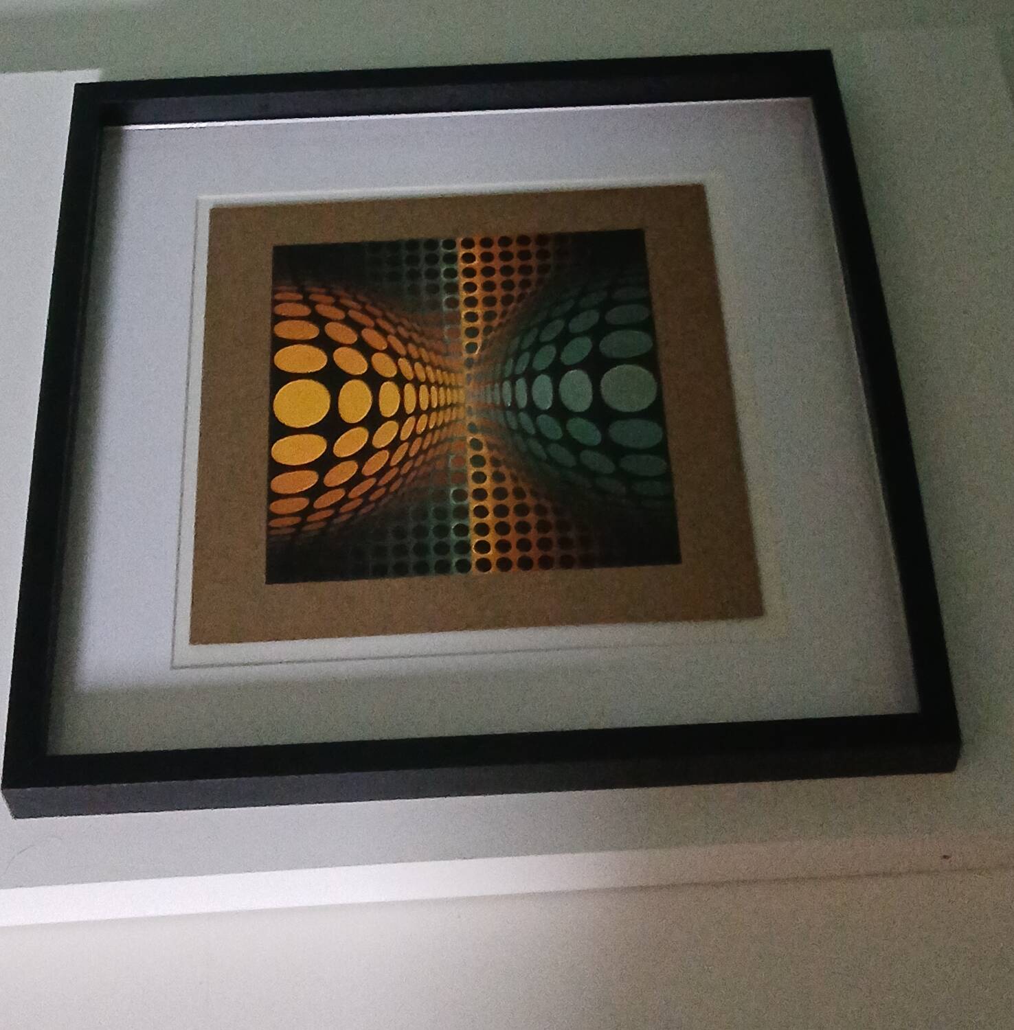 Tableau Vintage Art Optique - Victor Vasarely - Frame 40x40cm