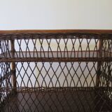 Bookcase - Bibus - 3 levels - woven rattan - bamboo - Vintage - 70s