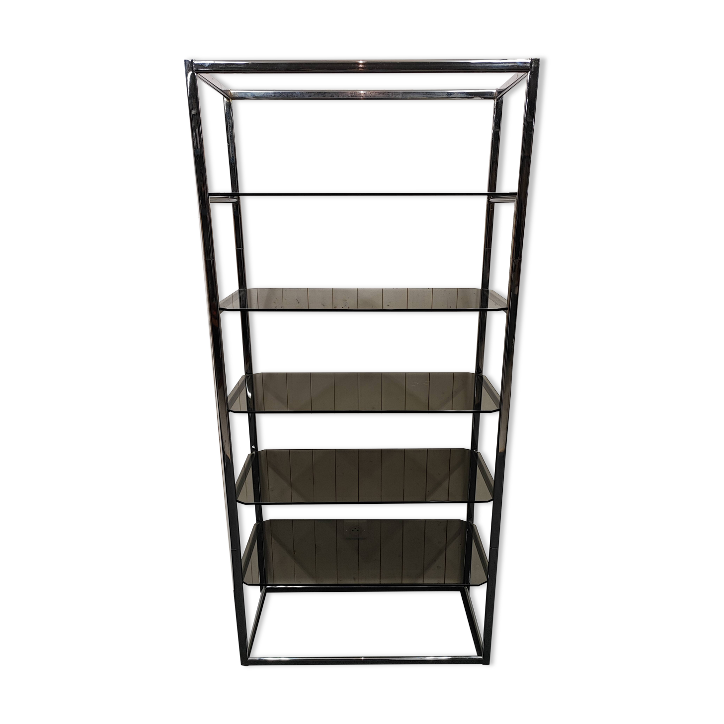Étagère en chrome et verre fumé