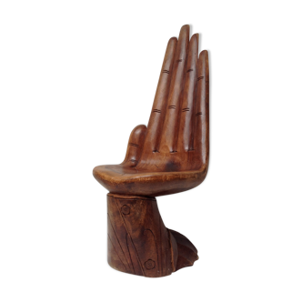 Wooden chair carved in the shape of a hand 1960