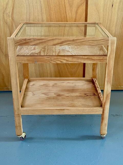 Natural wood rolling trolley