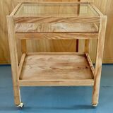 Natural wood rolling trolley