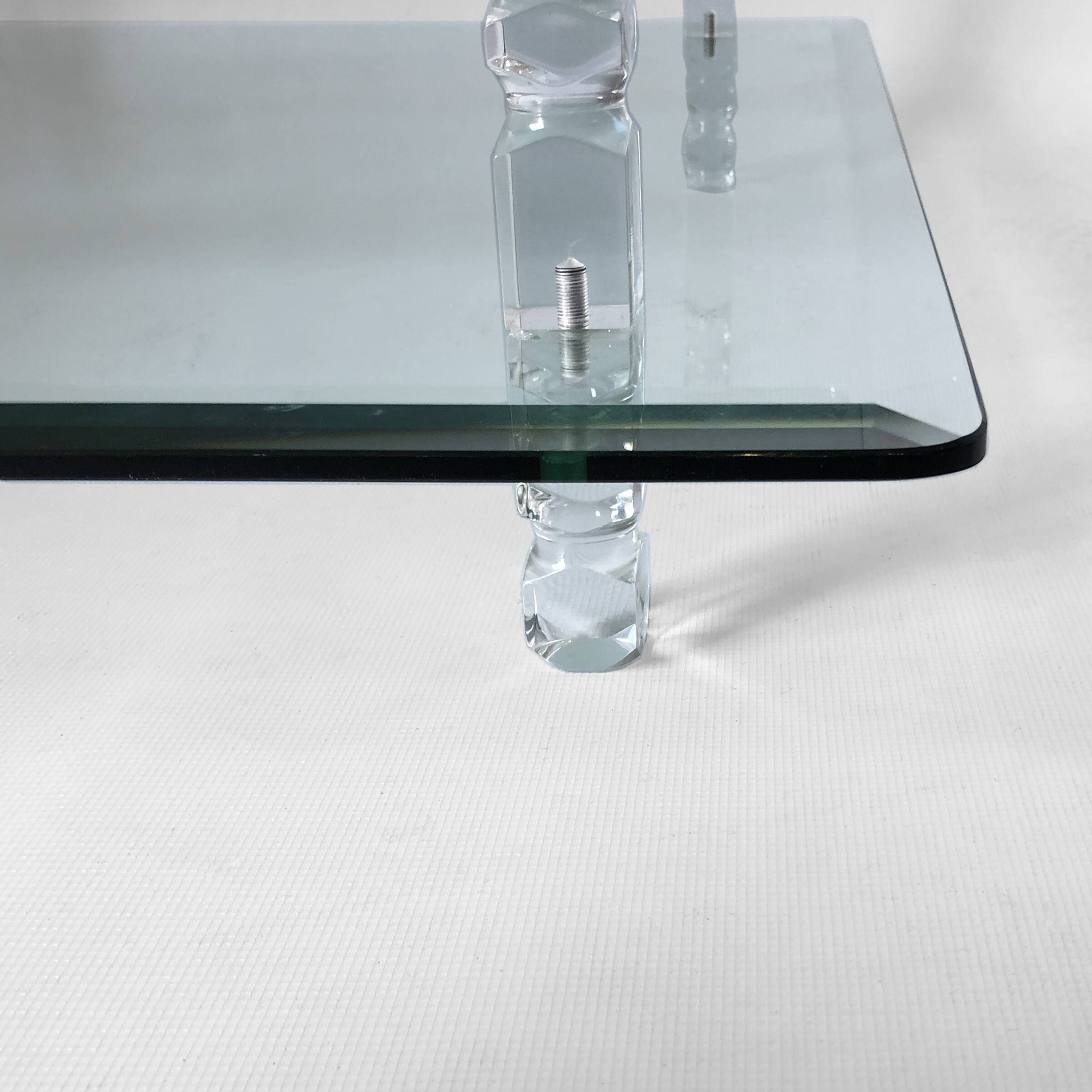 Two-Tier Lucite and Glass Coffee Table 1970s Modernist Vintage Mid-Century