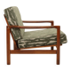 Vintage green jacquard armchair, mid-century modern design, 1965.