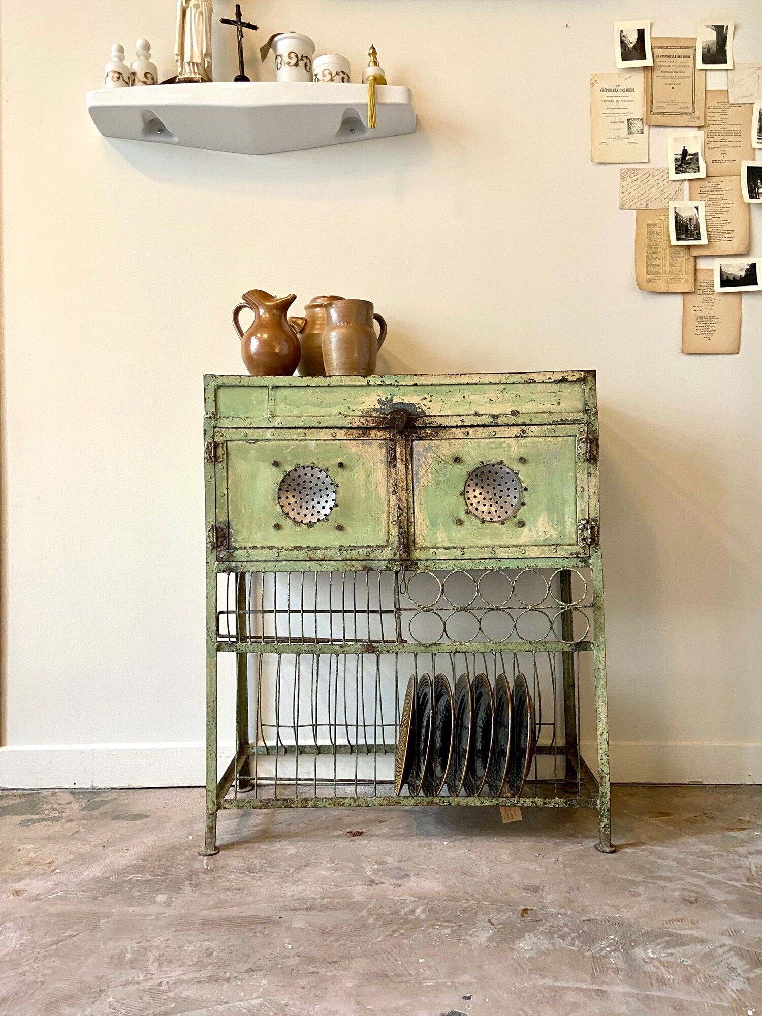Storage cabinet in water green metal
